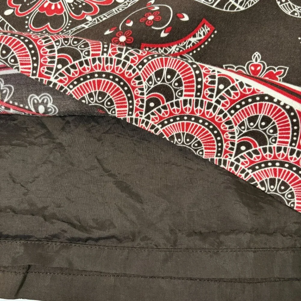 Ann Taylor Loft‎ A Line Skirt Size 10 Brown Red Bandana Print Lined Silk Blend